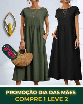 COMPRE 1 LEVE 2 - Vestido Soltinho Longo Feminino Elizabeth - DIA DAS MÃES