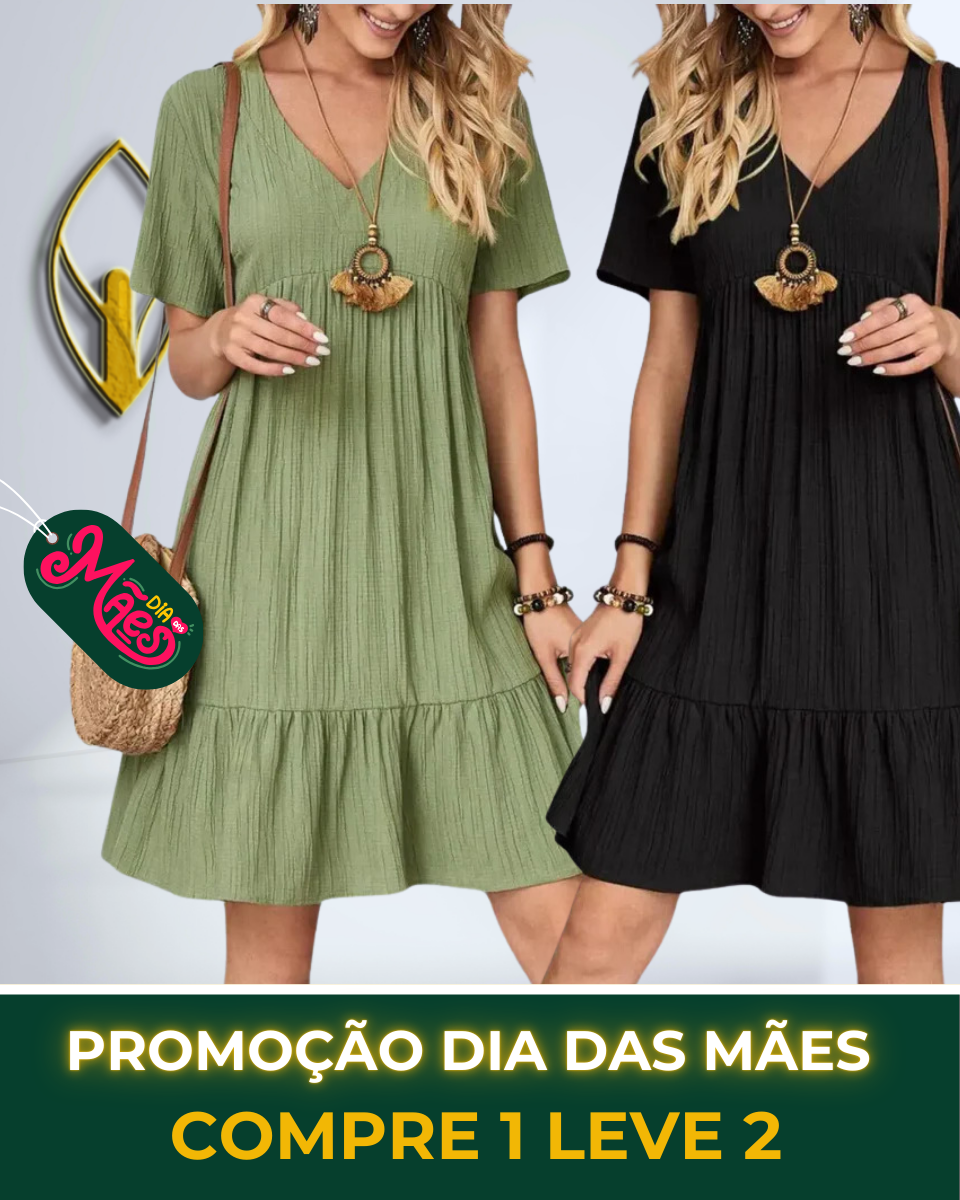 COMPRE 1 LEVE 2 - Vestido Casual Soltinho Midi de Verão Anne - DIA DAS MÃES