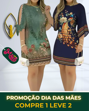 COMPRE 1 LEVE 2 - Vestido Casual Midi Estampado Feminino - DIA DAS MÃES