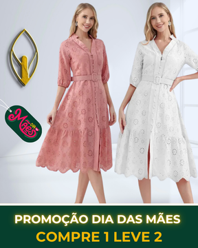 COMPRE 1 LEVE 2 - Vestido Soltinho Laise Midi Elegante - DIA DAS MÃES